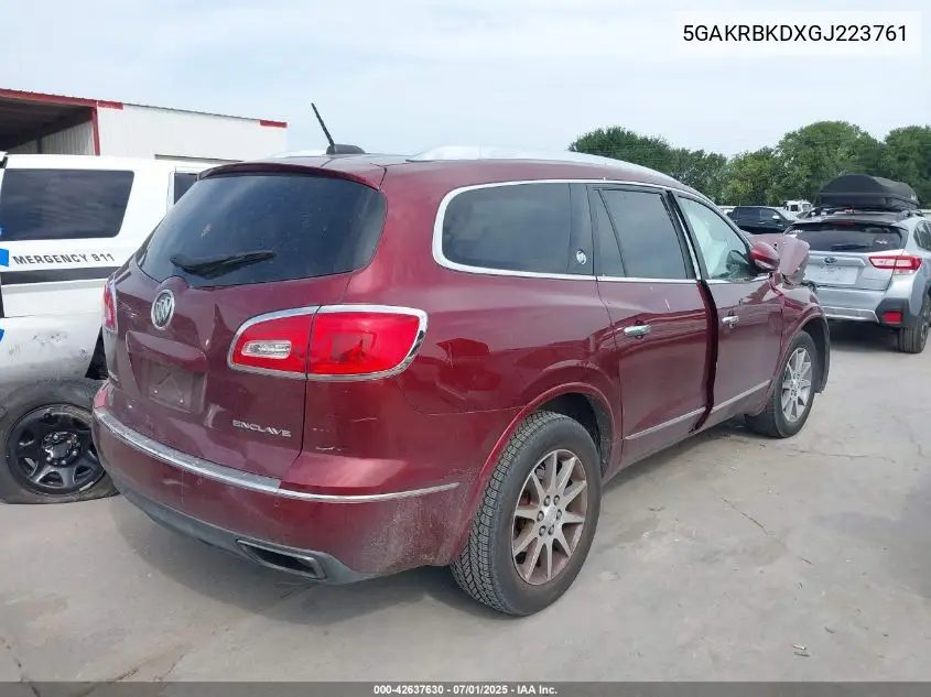 2016 Buick Enclave Leather VIN: 5GAKRBKDXGJ223761 Lot: 42637630