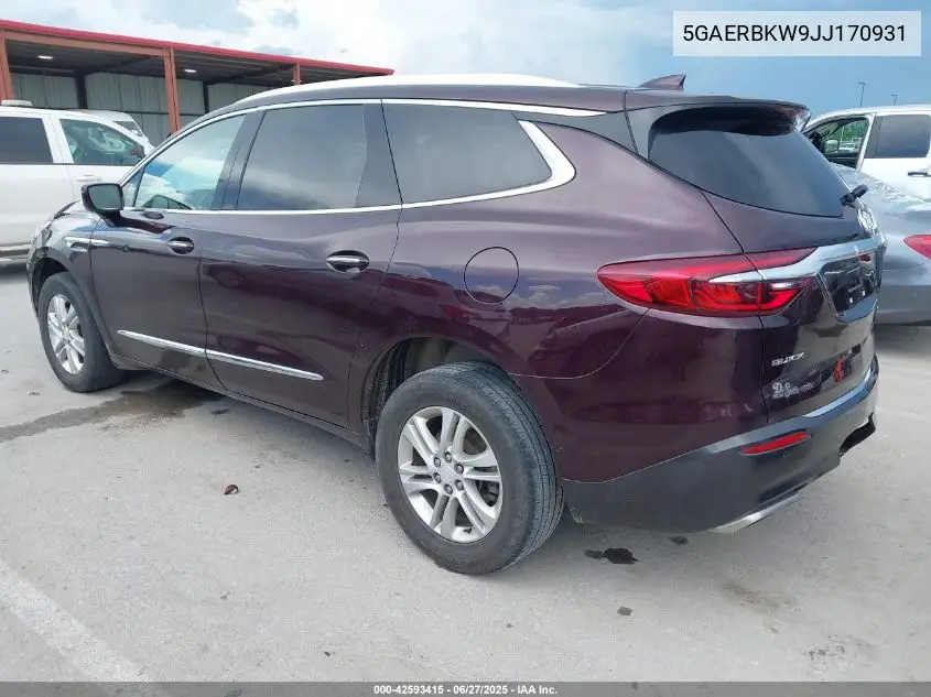 2018 Buick Enclave Essence VIN: 5GAERBKW9JJ170931 Lot: 42593415