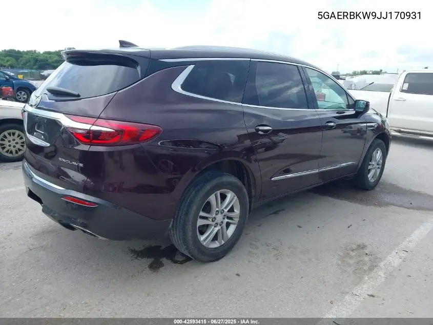 2018 Buick Enclave Essence VIN: 5GAERBKW9JJ170931 Lot: 42593415