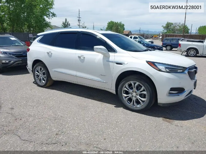 2021 Buick Enclave Fwd Avenir VIN: 5GAERDKW3MJ228001 Lot: 42252547