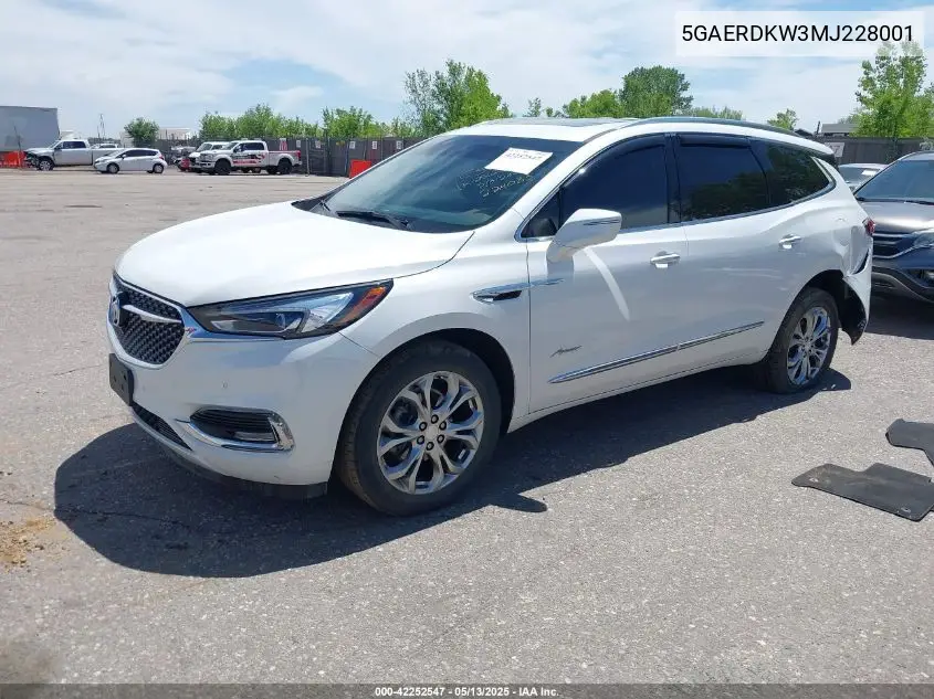 2021 Buick Enclave Fwd Avenir VIN: 5GAERDKW3MJ228001 Lot: 42252547