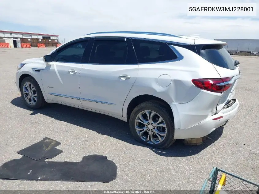 2021 Buick Enclave Fwd Avenir VIN: 5GAERDKW3MJ228001 Lot: 42252547