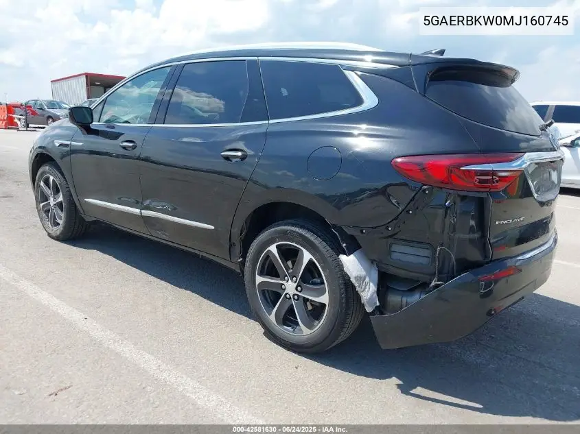 2021 Buick Enclave Fwd Essence VIN: 5GAERBKW0MJ160745 Lot: 42581630