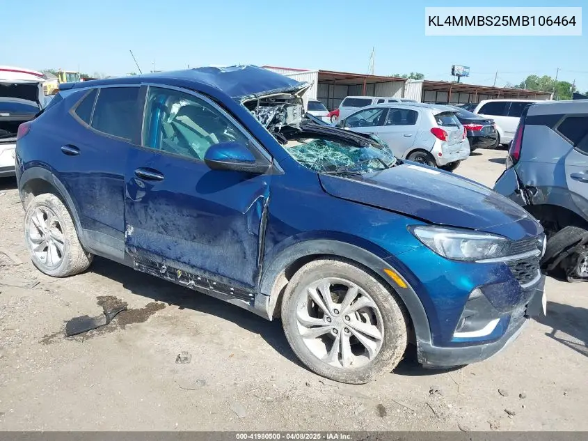 2021 Buick Encore Gx Fwd Preferred VIN: KL4MMBS25MB106464 Lot: 41980500