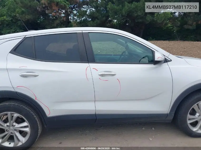 2021 Buick Encore Gx Fwd Preferred VIN: KL4MMBS27MB117210 Lot: 42595896