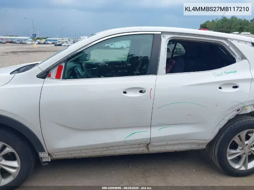 2021 Buick Encore Gx Fwd Preferred VIN: KL4MMBS27MB117210 Lot: 42595896