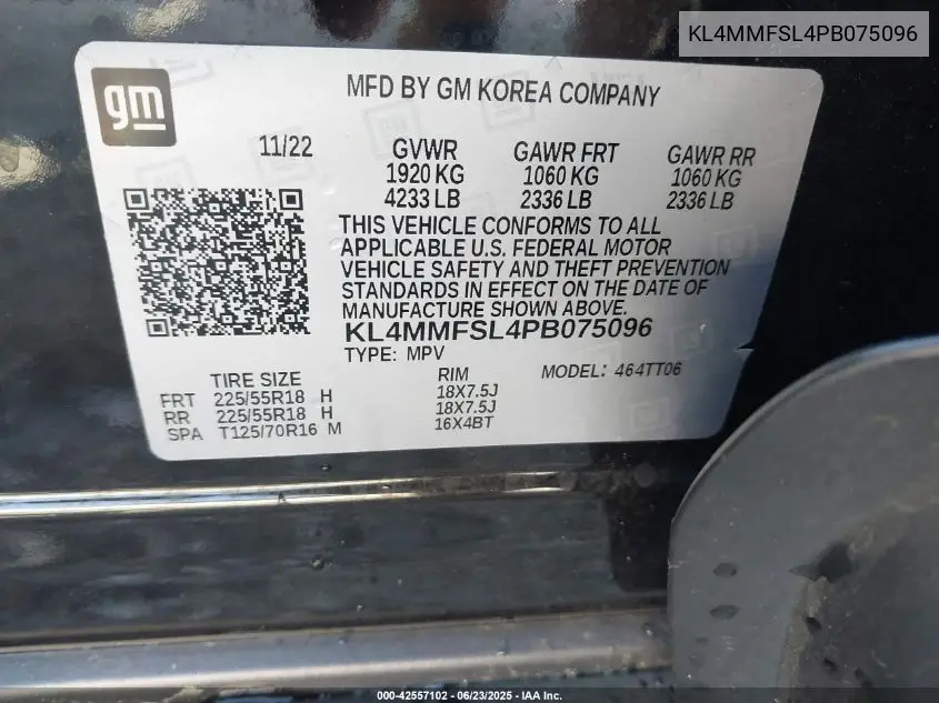 2023 Buick Encore Gx Essence VIN: KL4MMFSL4PB075096 Lot: 42557102