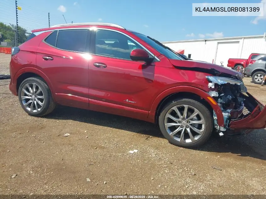 2024 Buick Encore Gx Avenir Awd VIN: KL4AMGSL0RB081389 Lot: 42599039