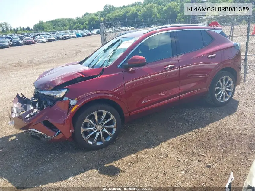 2024 Buick Encore Gx Avenir Awd VIN: KL4AMGSL0RB081389 Lot: 42599039