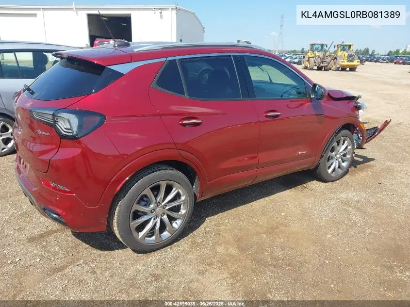 2024 Buick Encore Gx Avenir Awd VIN: KL4AMGSL0RB081389 Lot: 42599039