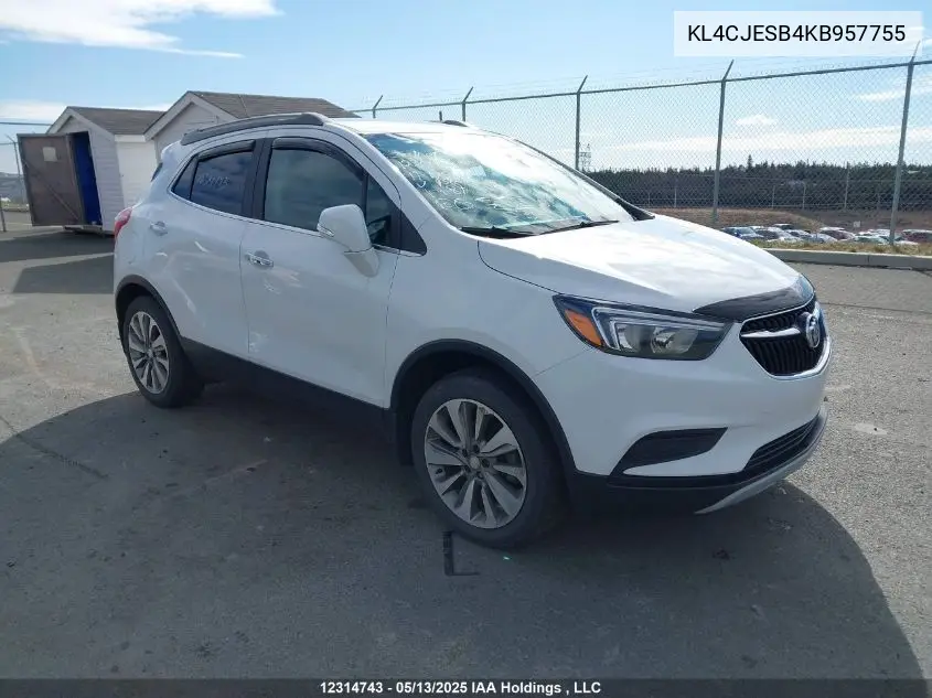 2019 Buick Encore Preferred VIN: KL4CJESB4KB957755 Lot: 12314743