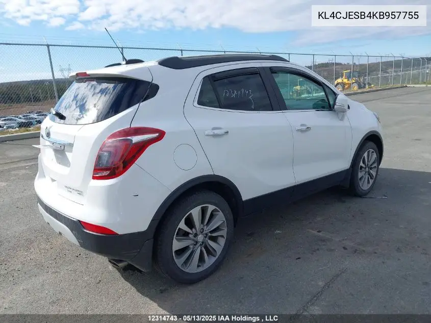 2019 Buick Encore Preferred VIN: KL4CJESB4KB957755 Lot: 12314743