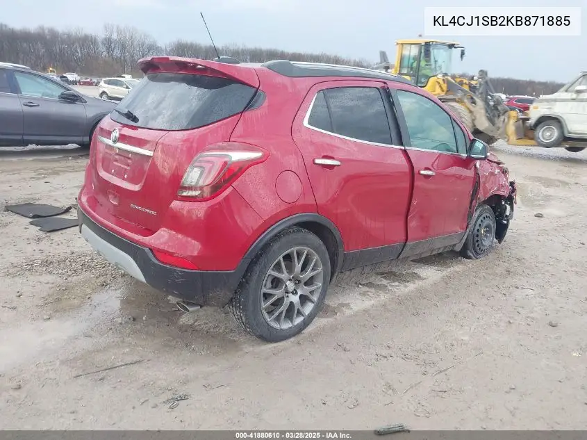 2019 Buick Encore Fwd Sport Touring VIN: KL4CJ1SB2KB871885 Lot: 41880610