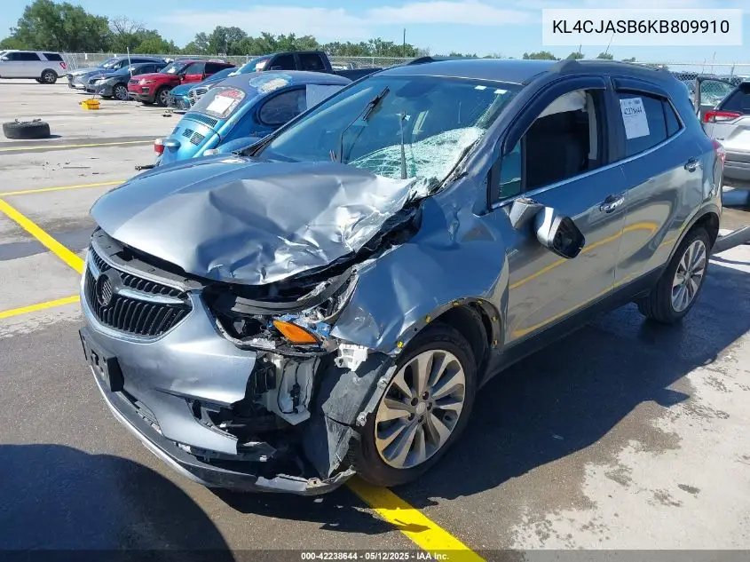 2019 Buick Encore Fwd Preferred VIN: KL4CJASB6KB809910 Lot: 42238644