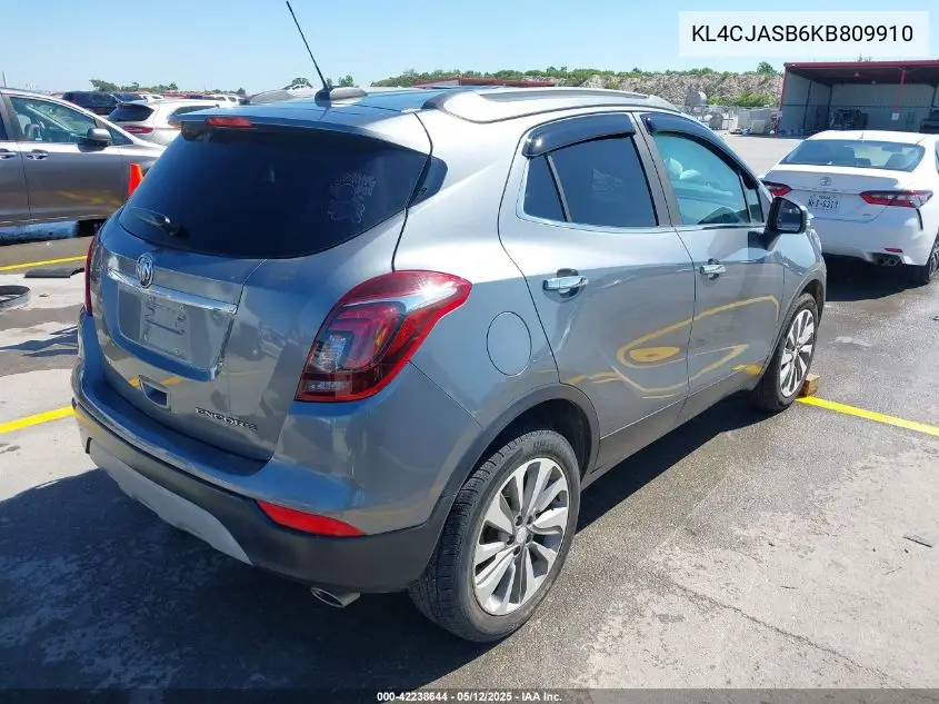 2019 Buick Encore Fwd Preferred VIN: KL4CJASB6KB809910 Lot: 42238644