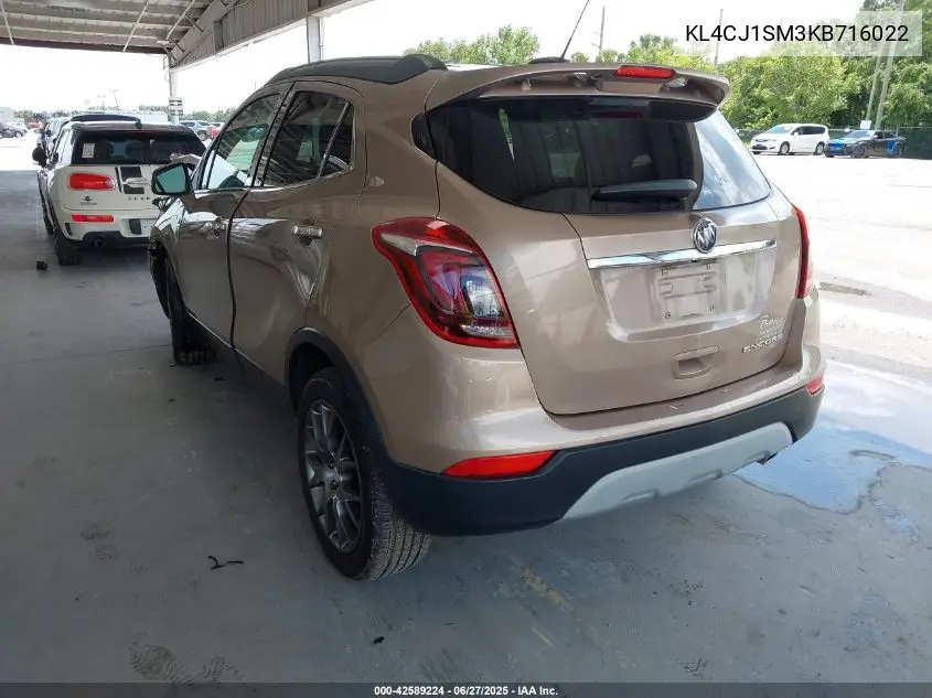 2019 Buick Encore Fwd Sport Touring VIN: KL4CJ1SM3KB716022 Lot: 42589224