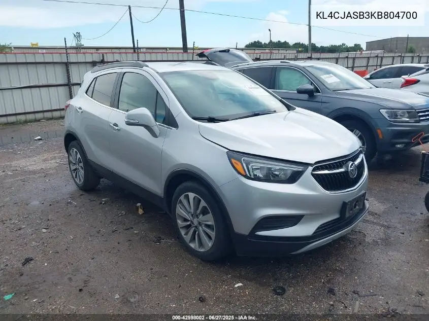 2019 Buick Encore Fwd Preferred VIN: KL4CJASB3KB804700 Lot: 42598002