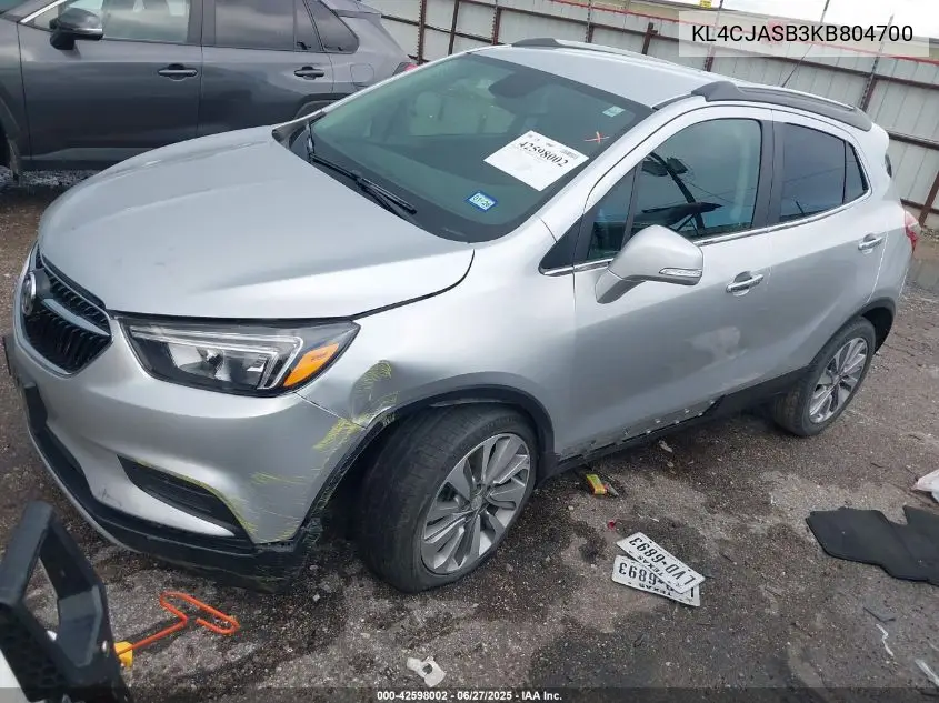 2019 Buick Encore Fwd Preferred VIN: KL4CJASB3KB804700 Lot: 42598002