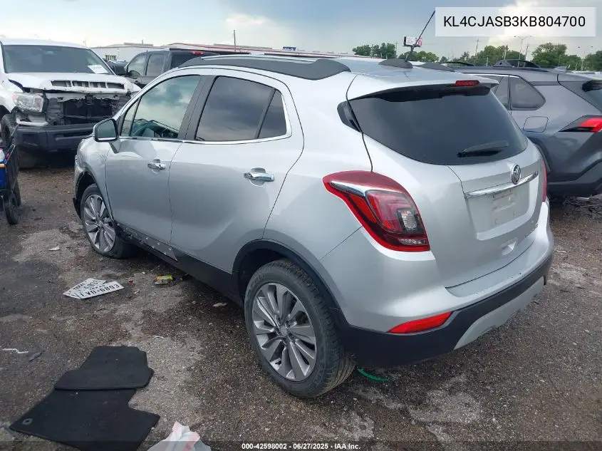 2019 Buick Encore Fwd Preferred VIN: KL4CJASB3KB804700 Lot: 42598002
