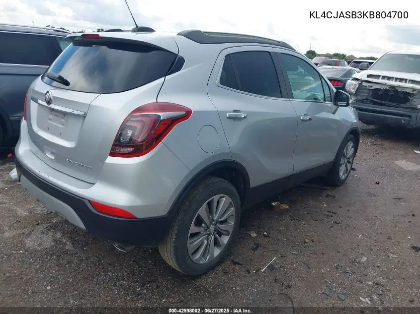 2019 Buick Encore Fwd Preferred VIN: KL4CJASB3KB804700 Lot: 42598002