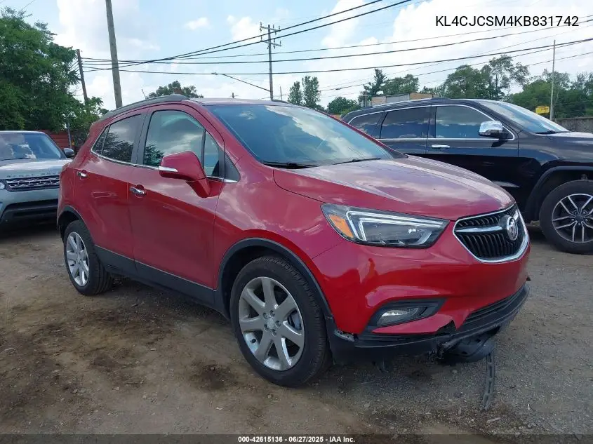 2019 Buick Encore Fwd Essence VIN: KL4CJCSM4KB831742 Lot: 42615136