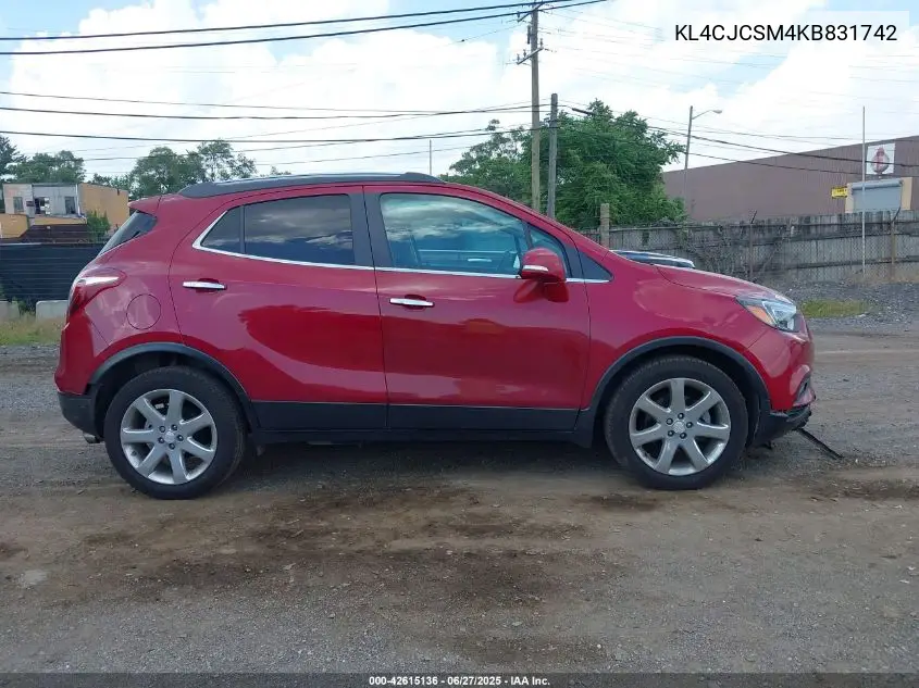 2019 Buick Encore Fwd Essence VIN: KL4CJCSM4KB831742 Lot: 42615136