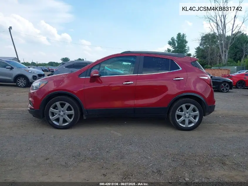 2019 Buick Encore Fwd Essence VIN: KL4CJCSM4KB831742 Lot: 42615136