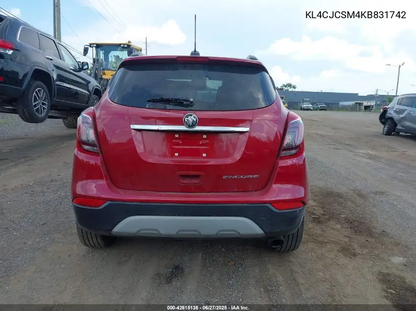 2019 Buick Encore Fwd Essence VIN: KL4CJCSM4KB831742 Lot: 42615136