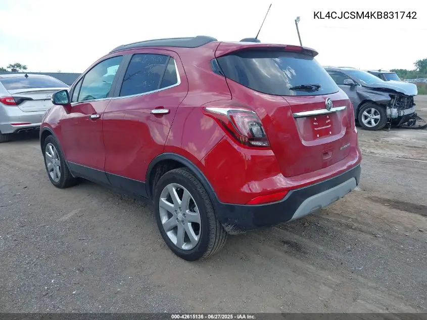 2019 Buick Encore Fwd Essence VIN: KL4CJCSM4KB831742 Lot: 42615136