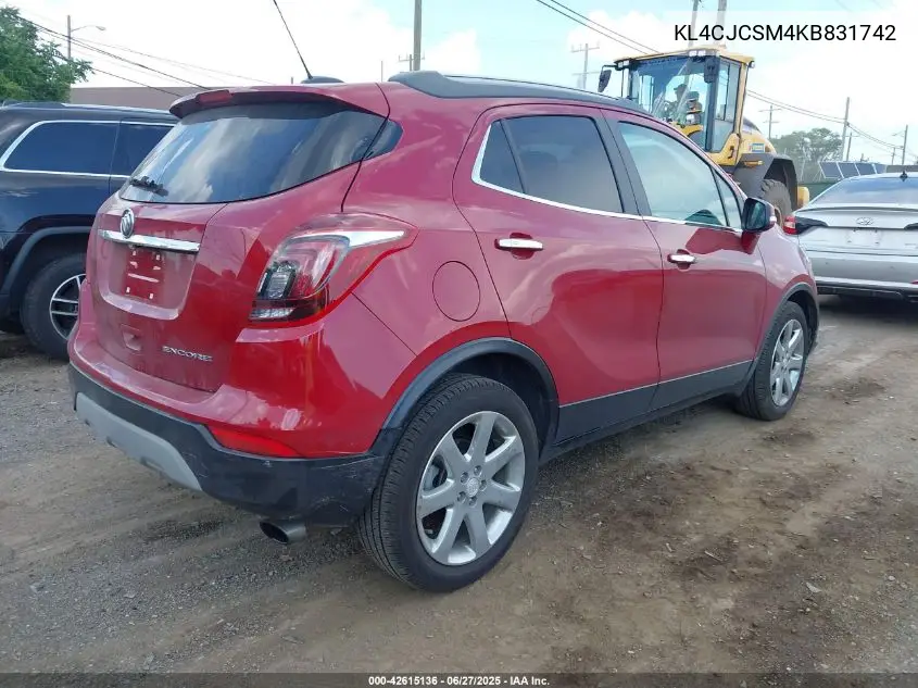 2019 Buick Encore Fwd Essence VIN: KL4CJCSM4KB831742 Lot: 42615136