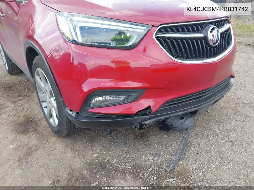 2019 Buick Encore Fwd Essence VIN: KL4CJCSM4KB831742 Lot: 42615136