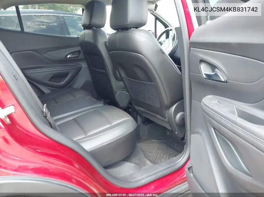 2019 Buick Encore Fwd Essence VIN: KL4CJCSM4KB831742 Lot: 42615136