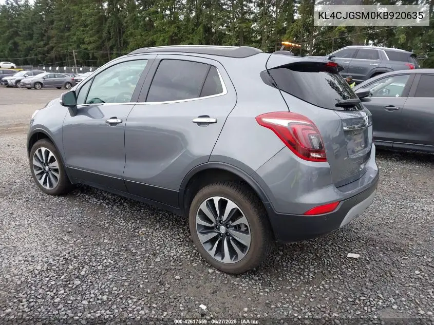 2019 Buick Encore Awd Essence VIN: KL4CJGSM0KB920635 Lot: 42617559
