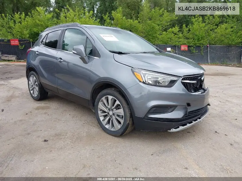 2019 Buick Encore Fwd Preferred VIN: KL4CJASB2KB869618 Lot: 42618381