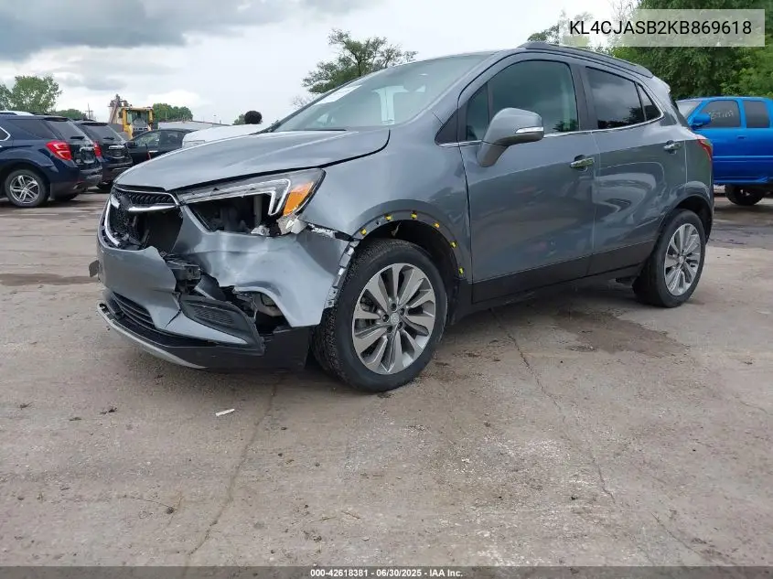 2019 Buick Encore Fwd Preferred VIN: KL4CJASB2KB869618 Lot: 42618381