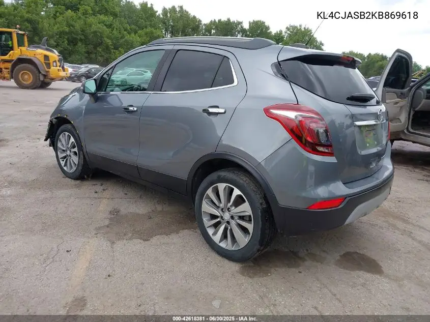 2019 Buick Encore Fwd Preferred VIN: KL4CJASB2KB869618 Lot: 42618381