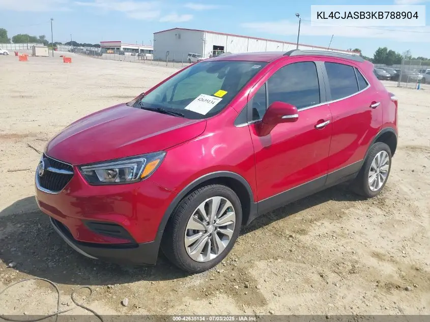 2019 Buick Encore Fwd Preferred VIN: KL4CJASB3KB788904 Lot: 42635134