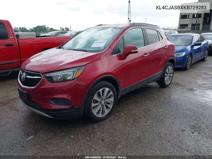 2019 Buick Encore Fwd Preferred VIN: KL4CJASBXKB729283 Lot: 42650268