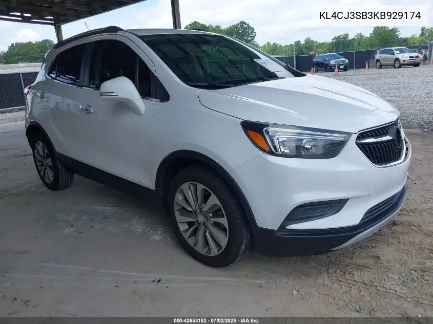 2019 Buick Encore Fwd1Sv VIN: KL4CJ3SB3KB929174 Lot: 42653152