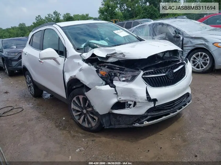 2021 Buick Encore Fwd Preferred VIN: KL4CJASB8MB311694 Lot: 42612090