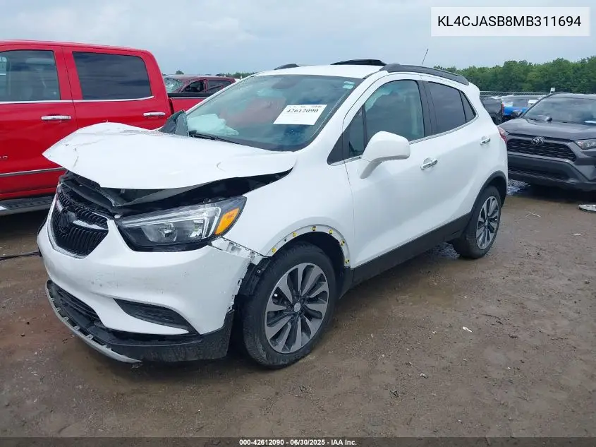 2021 Buick Encore Fwd Preferred VIN: KL4CJASB8MB311694 Lot: 42612090