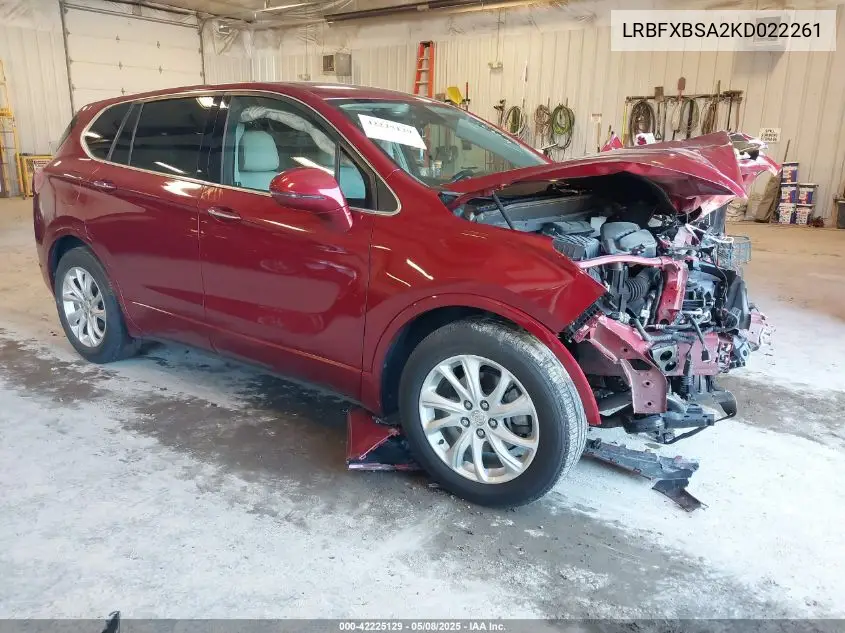 2019 Buick Envision Fwd Preferred VIN: LRBFXBSA2KD022261 Lot: 42225129