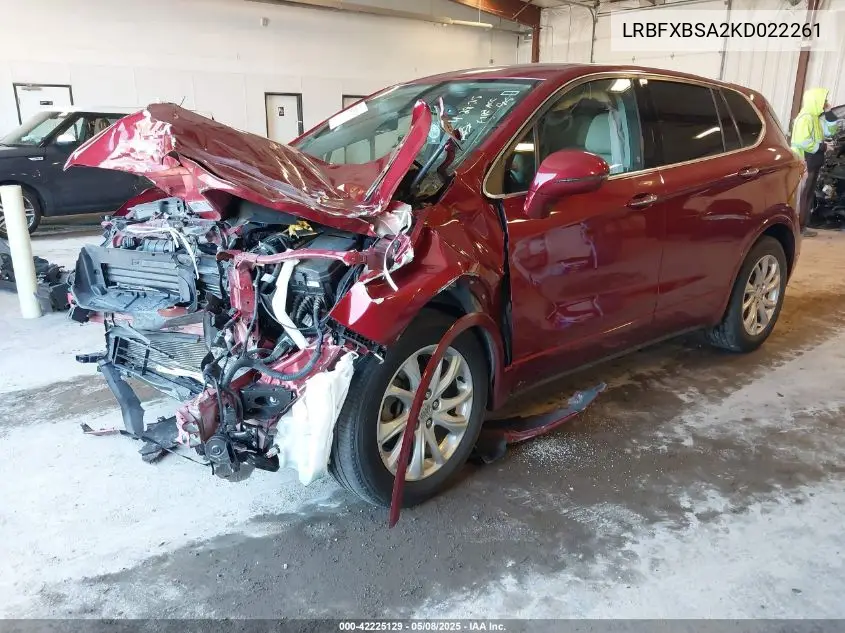 2019 Buick Envision Fwd Preferred VIN: LRBFXBSA2KD022261 Lot: 42225129