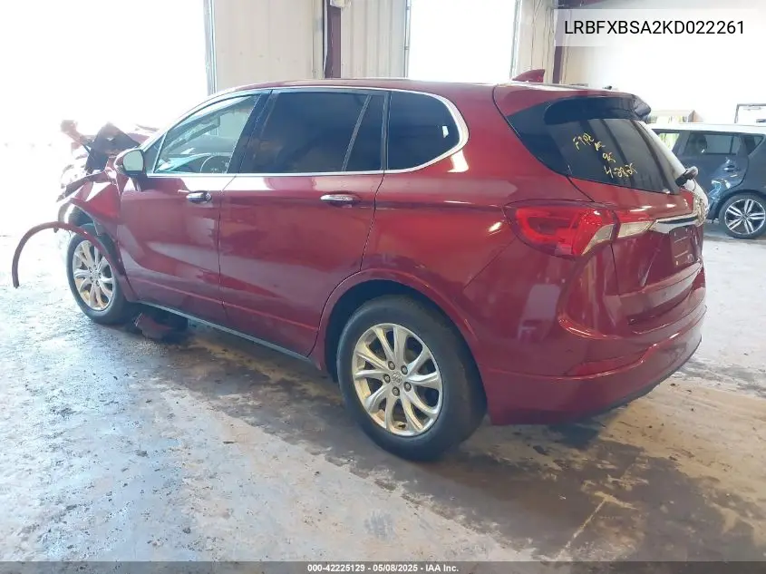 2019 Buick Envision Fwd Preferred VIN: LRBFXBSA2KD022261 Lot: 42225129