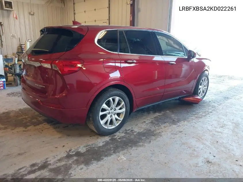 2019 Buick Envision Fwd Preferred VIN: LRBFXBSA2KD022261 Lot: 42225129
