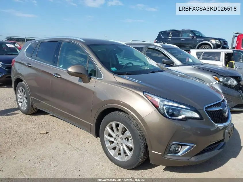 2019 Buick Envision Fwd Essence VIN: LRBFXCSA3KD026518 Lot: 42253345