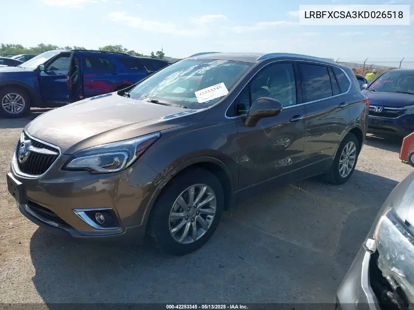2019 Buick Envision Fwd Essence VIN: LRBFXCSA3KD026518 Lot: 42253345
