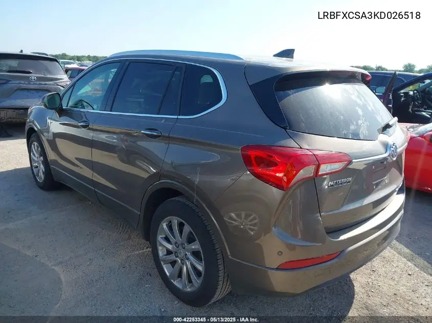 2019 Buick Envision Fwd Essence VIN: LRBFXCSA3KD026518 Lot: 42253345