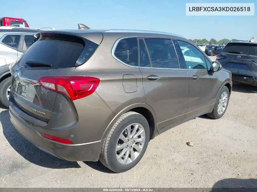 2019 Buick Envision Fwd Essence VIN: LRBFXCSA3KD026518 Lot: 42253345