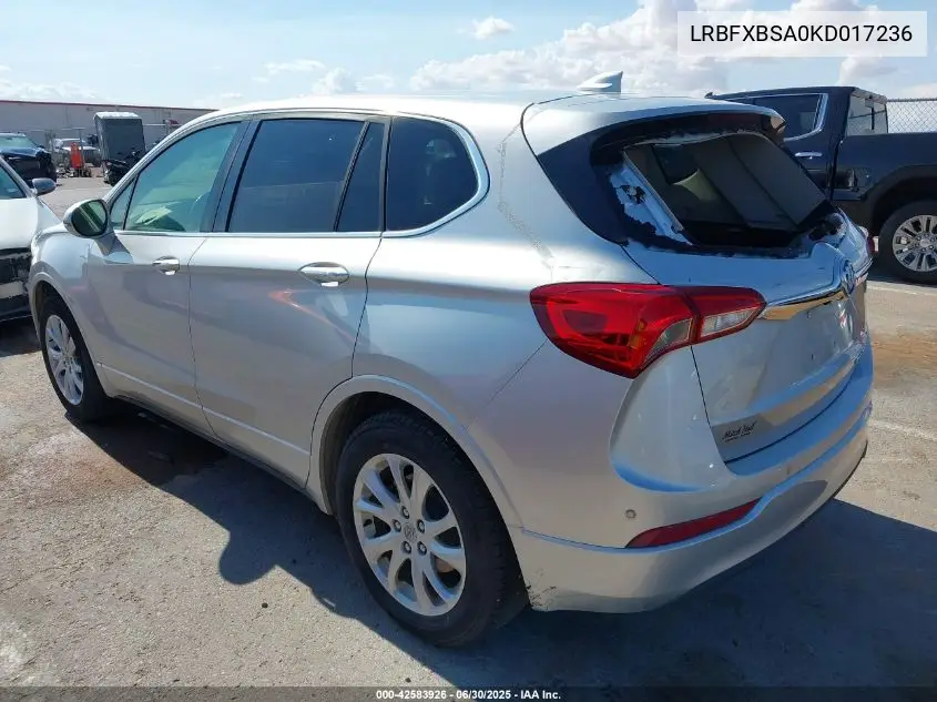 2019 Buick Envision Fwd Preferred VIN: LRBFXBSA0KD017236 Lot: 42583926